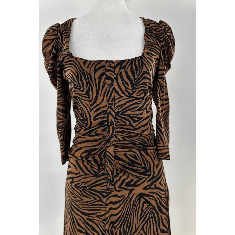 Diane Von Furstenberg Maxi Dress Sz M Animal Print Mesh Rouched Party Event - Picture 2 of 16